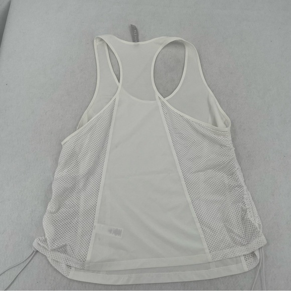 ATHLETA Womens White Athletic Tank Top Drawstring sides Mesh detail size: Large - Picture 2 of 11